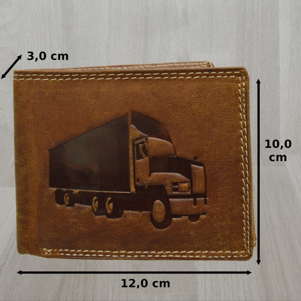 Stabile robuste Herren Voll Leder Geldbörse mit RFID Schutz LKW/ Truck Prägung